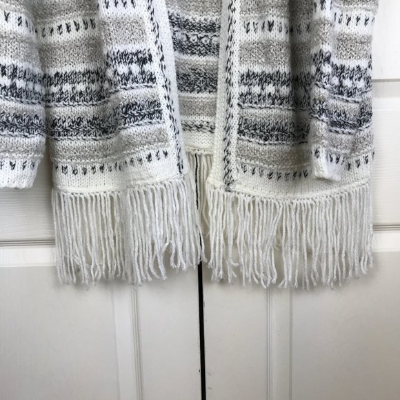 Lemon Tart Fringe Open Front Cardigan Draped Large - Picture 11 of 12